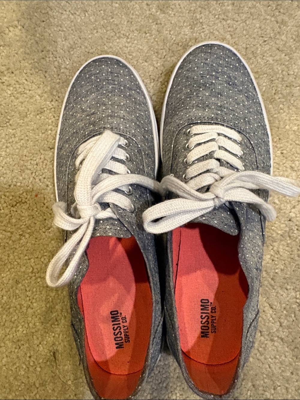 Mossimo Supply Co. Gray Polka Dot Canvas Sneakers with Red Insoles - 8